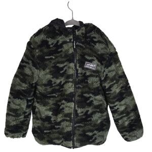 Eddie Bauer BOYS Black Camoflauge Reverable Sherpa Puffer Hooded Jacket XS 5/6